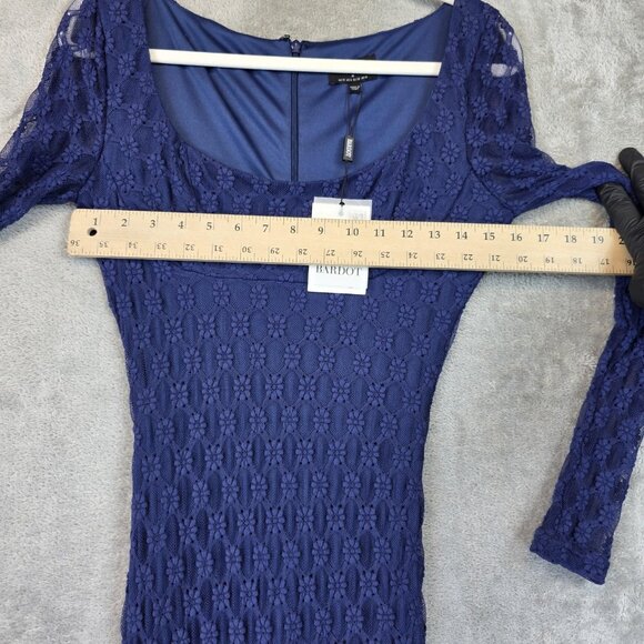 Bardot Dress Womens US 6 Navy Adoni Lace Midi Long Sleeve Floral Evening Formal - Picture 4 of 15